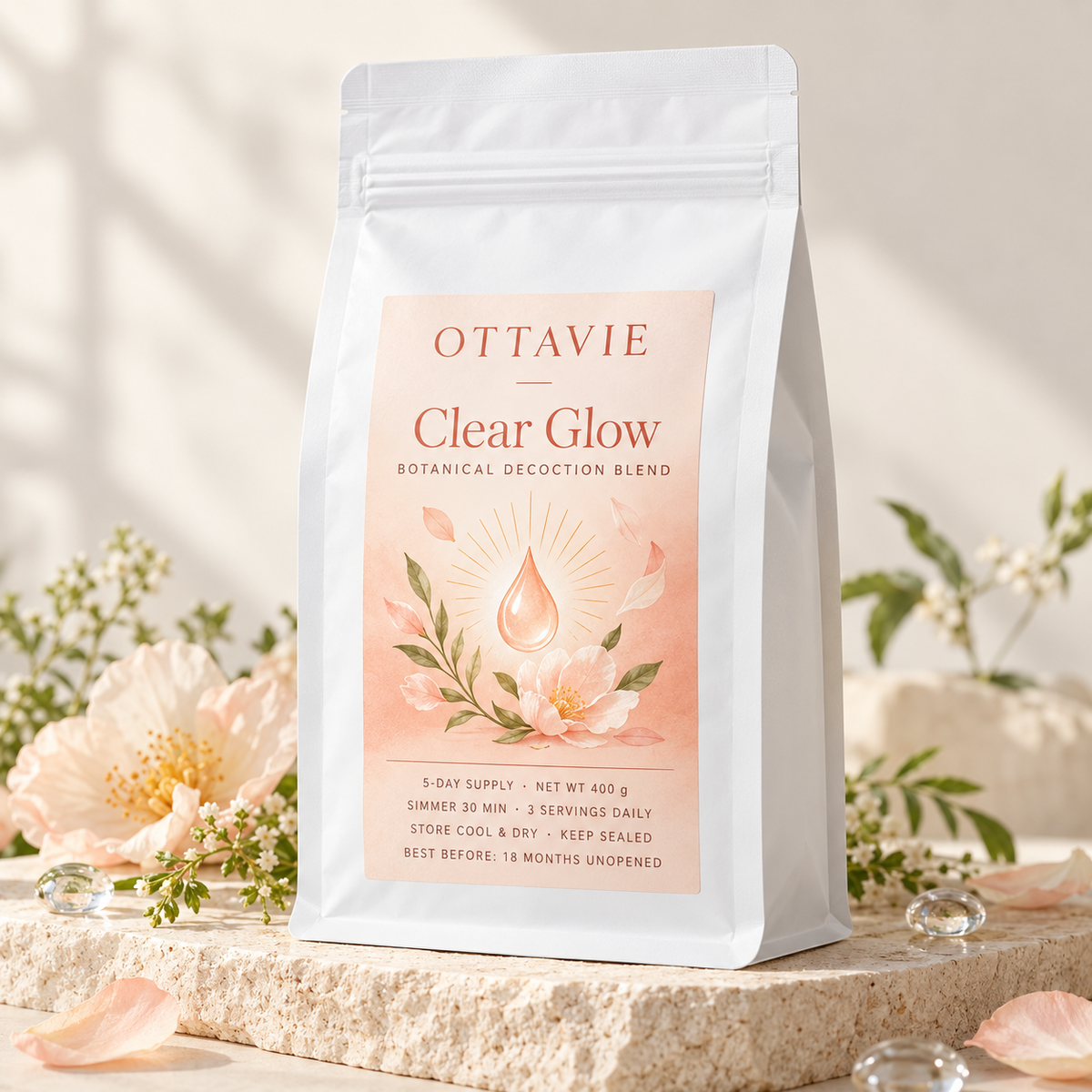 OTTAVIE Clear Glow botanical simmer blend for a fresh skin wellness routine