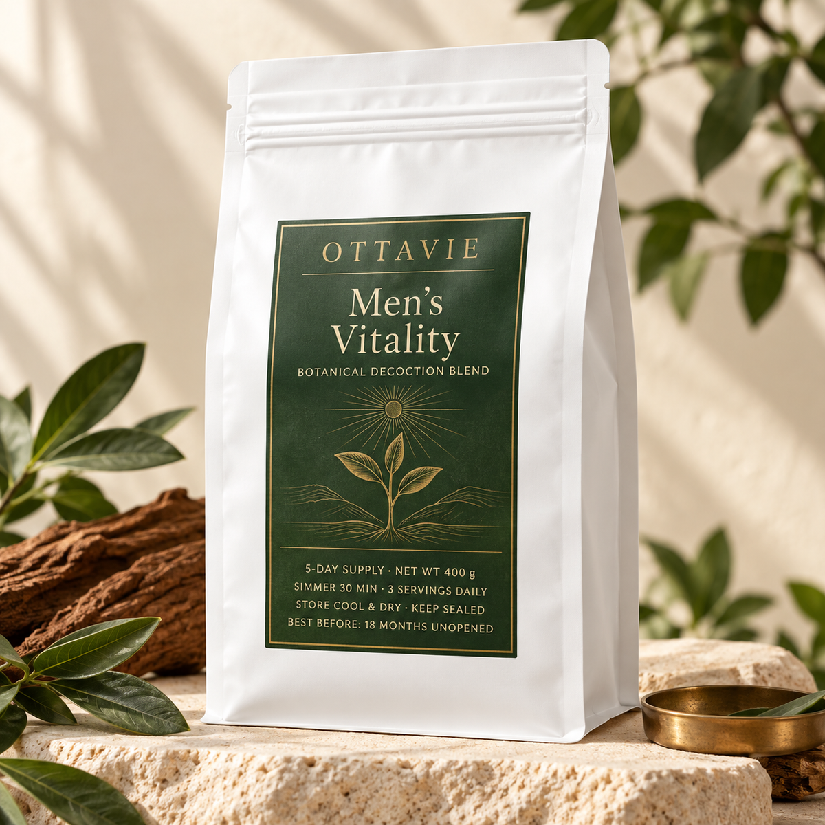 OTTAVIE Men’s Vitality botanical simmer blend for an everyday vitality routine
